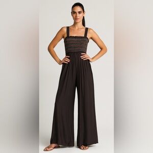 Natural Life jumpsuit brown Orange multicolored ruched flowy lightweight stretch